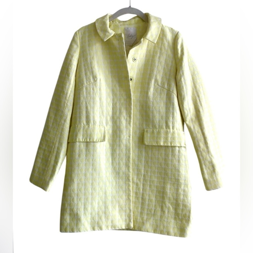 Lily long Blazer Yellow Dot print Snap closure Lined Women’s XS 60s Retro